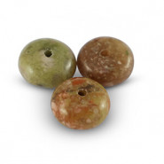 Natural stone bead Quartz rondelle 5x8mm Moss Green